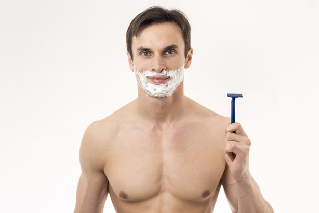 Ready man. Парень бреется. Мужчина бреется перед зеркалом в полный рост клипарт. Save Shave opposition.