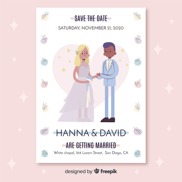 Free: Flat design wedding invitation template Free Vector 