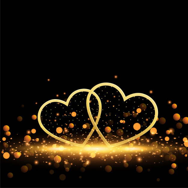 Free: Beautiful golden hearts on sparkles background 