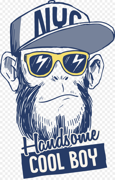 chimpanzee,t shirt,gorilla,monkey,royaltyfree,stock photography,sales,human behavior,product,vision care,text,brand,headgear,eyewear,illustration,facial hair,graphic design,graphics,poster,logo,font,clip art,glasses,png