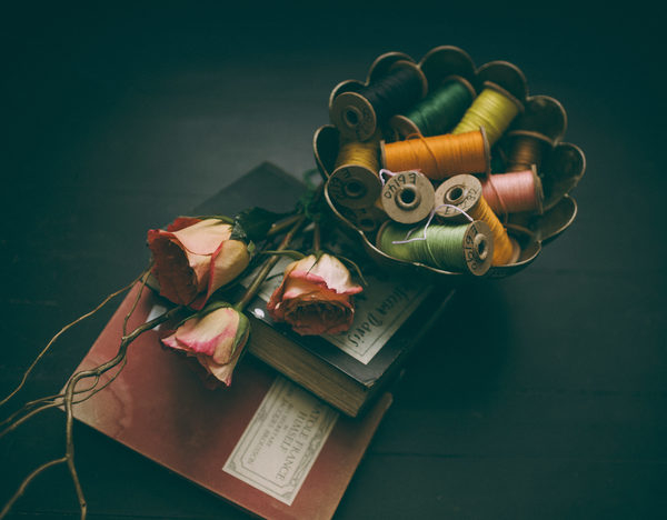 still,items,things,flowers,books,journals,yarn,thread,bokeh