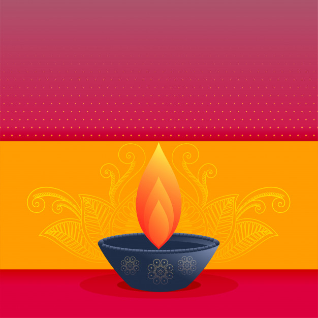 Free: Elegant diwali festival greeting card design with diya 