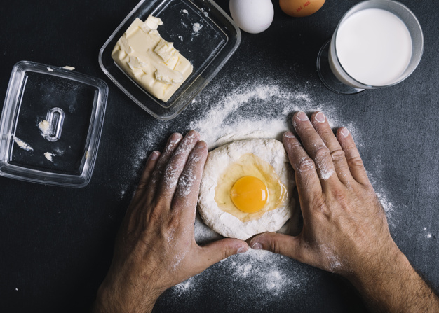 people,hand,cake,bakery,kitchen,health,chef,milk,human,person,bread,cook,wheat,cooking,glass,organic,egg,healthy,nutrition,jar