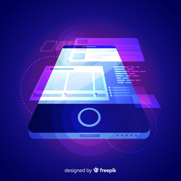Free: Gradient mobile isometric technology background 