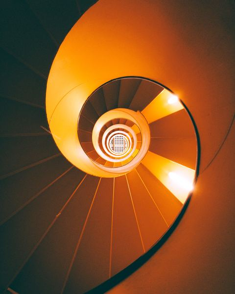 texture,background,pattern,color,minimal,urban,pattern,shape,abstract,orange,spiral,staircase,abstract,circle,hypnotic,shape,looking up,upstairs,architecture,structure,stair,public domain images