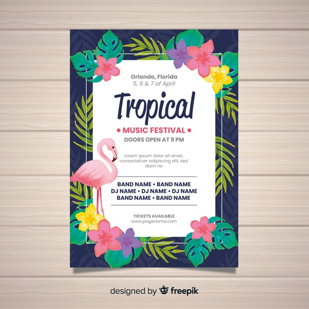 ready to print,act,ready,musical,animal print,tropical flowers,music festival,blossom,singer,band,print,flamingo,fun,music poster,jungle,stage,poster template,brochure flyer,flyer template,festival,tropical,celebration,leaves,animal,bird,brochure template,leaf,template,music,floral,poster,flyer,flower,brochure