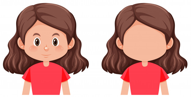 blank face girl clipart with bow