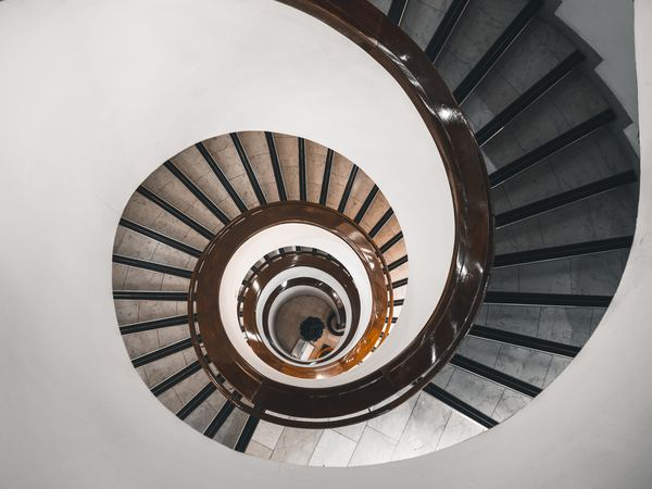 stair,staircase,architecture,meditation,sunset,sunshine,architecture,building,white,interior,travel,spiral,architecture,stair,stair well,stair case,fossil,look down,curved,helsinki,finland,public domain images