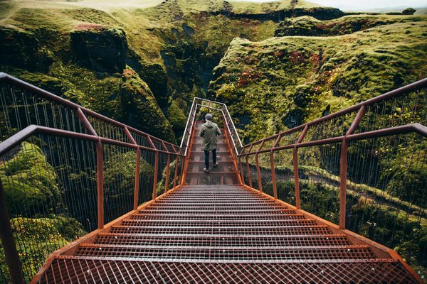  green,hills,person,stairs,cliffs,icel, background