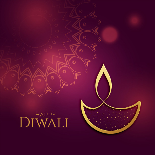 Free: Beautiful golden diwali diya festival background 