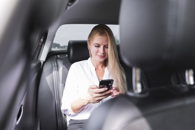 Back Seat Interior Of A Luxury Car Stock Photo - Download Image