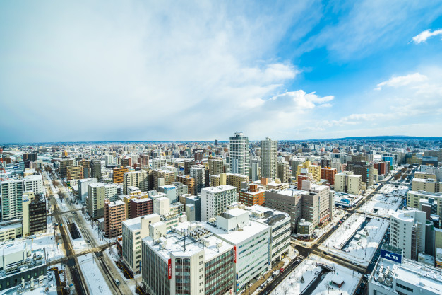 sapporo,jr,district,hokkaido,panoramic,aerial,observation,downtown,deck,famous,landmark,beautiful,view,tower,cityscape,town,skyline,architecture,landscape,japan,sky,mountain,nature,building,city,travel,snow,winter