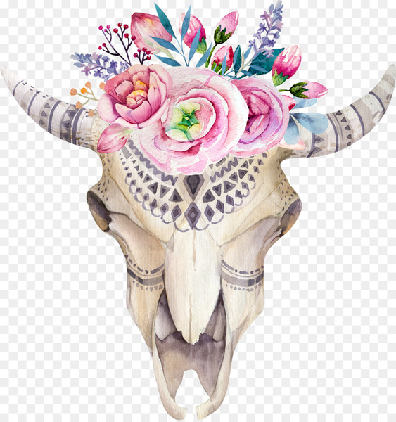 t shirt,skull,flower,boho chic,feather,watercolor painting,stock photography,tattoo,drawing,horn,cut flowers,canvas,bone,png