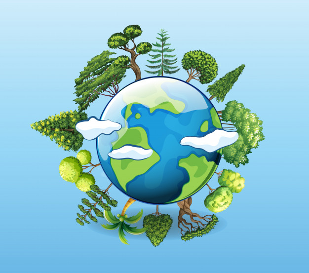 Save earth poster with green nature ecology tree Vector Image