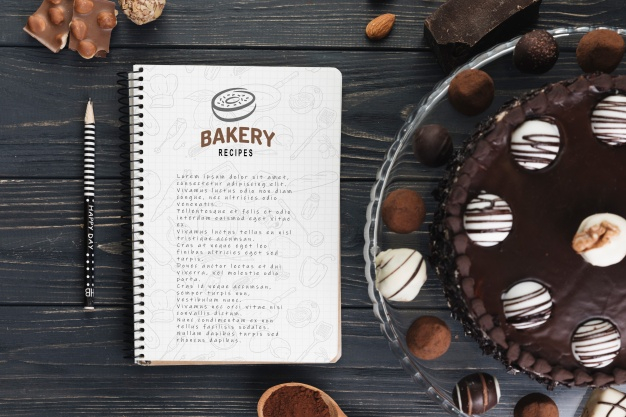 mock,composition,showroom,showcase,delicious,top view,top,up,notebook mockup,view,pastry,notepad,notes,eat,spiral,sweet,mock up,cook,note,notebook,chocolate,chef,kitchen,bakery,cake,paper,template,mockup