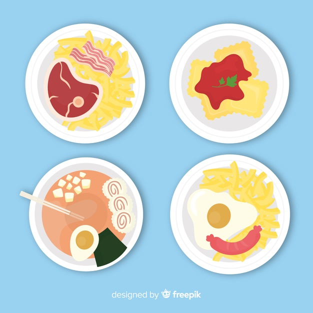 foodstuff,ravioli,tasty,set,delicious,bacon,chopsticks,collection,fries,french,pack,chips,french fries,sausage,dish,soup,steak,eating,nutrition,diet,healthy food,eat,flat design,healthy,egg,meat,cooking,flat,fruits,vegetables,kitchen,design,food