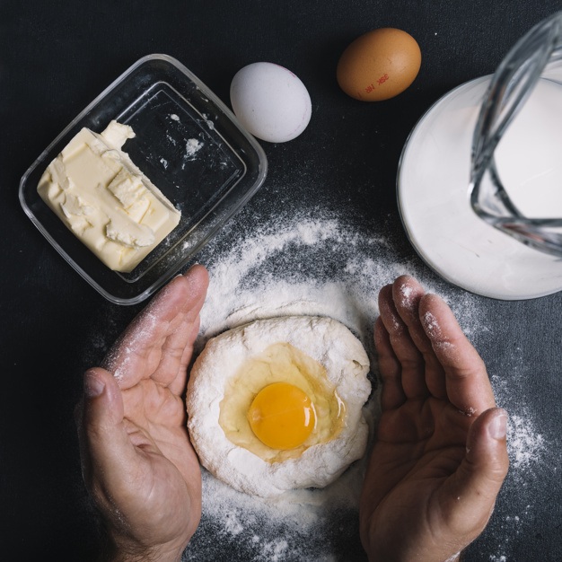 people,hand,man,cake,bakery,kitchen,health,chef,milk,human,yellow,person,bread,cook,wheat,cooking,glass,organic,egg,healthy