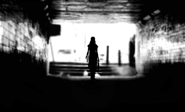 silhouette,sunset,shadow,ottomize,building,architecture,shadow,black and white,girl,person,steps,silhouette,woman,black and white,subway,pedestrian,walk,tunnel,walking,tile,stair