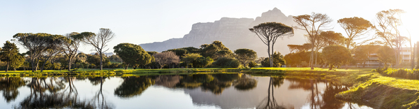 cc0,c4,panorama,cape town,golf course,pond,reflection,sunset,mountain,cape,nature,pine trees,solar flare,south africa,landscape,western cape,tourism,holiday,vacation,travel,free photos,royalty free