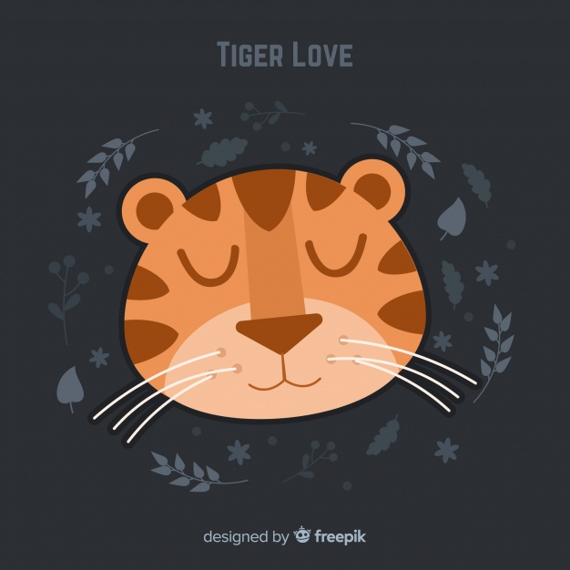 love,animal,face,leaves,animals,jungle,stripes,tiger,handdrawn,wild,wildlife,sleepy,beast,roar,whiskers,fiery,fierce,feline,howl,ferocious