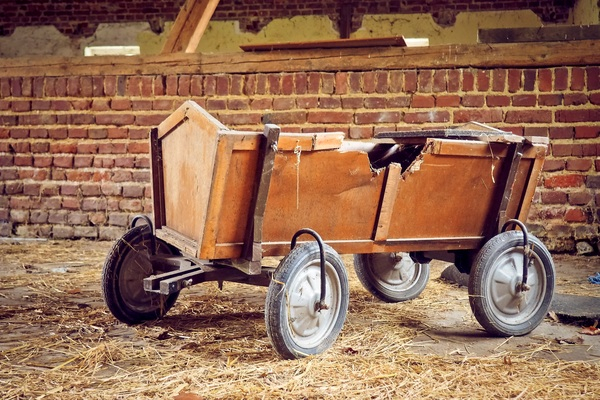 barn,stroller,wood,car,lost,places,broken,vintage,retro,wheels,brick,wall