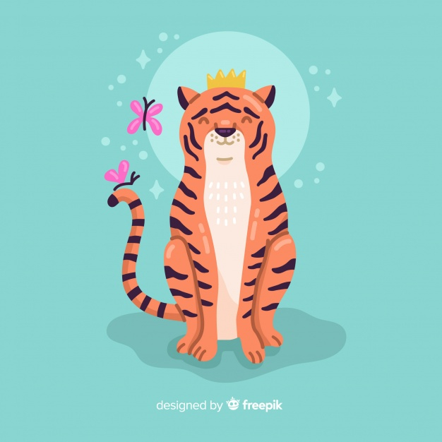 background,design,crown,cartoon,animal,butterfly,cute,animals,flat,jungle,stripes,tiger,king,flat design,background design,cute background,cartoon background,queen,cute animals,flat background