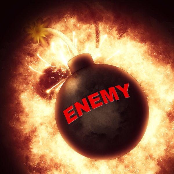 adversary,attack,attacker,blast,bomb,bombs,enemies,enemy,enemy bomb,explode,explodes,exploding,explosion,explosive,fight against,inferno,oppose,opposing,opposition