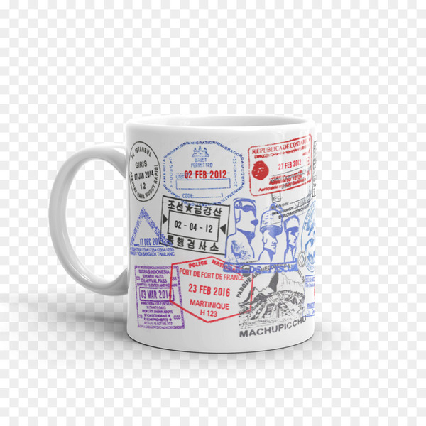 mug,coffee cup,coffee,espresso,postage stamps,cup,passport stamp,rubber stamp,printing,personalization,handle,vending machines,starbucks,tableware,drinkware,png