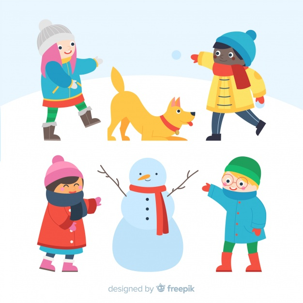 winter,snow,kids,children,dog,fashion,kid,snowman,child,human,clothes,flat,hat,clothing,december,cold,kids playing,scarf,accessories,season