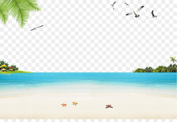 sandy beach,ocean beach,beach,poster,download,tourism,computer,area,sky,tree,water,computer wallpaper,line,png