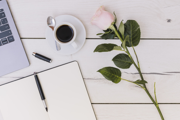 flower,coffee,template,paper,office,table,rose,laptop,work,study,pencil,notebook,pen,coffee cup,job,desk,worker,cup,writing,notes
