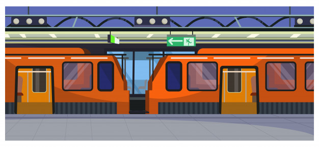 Free: Trains at railway station illustration 