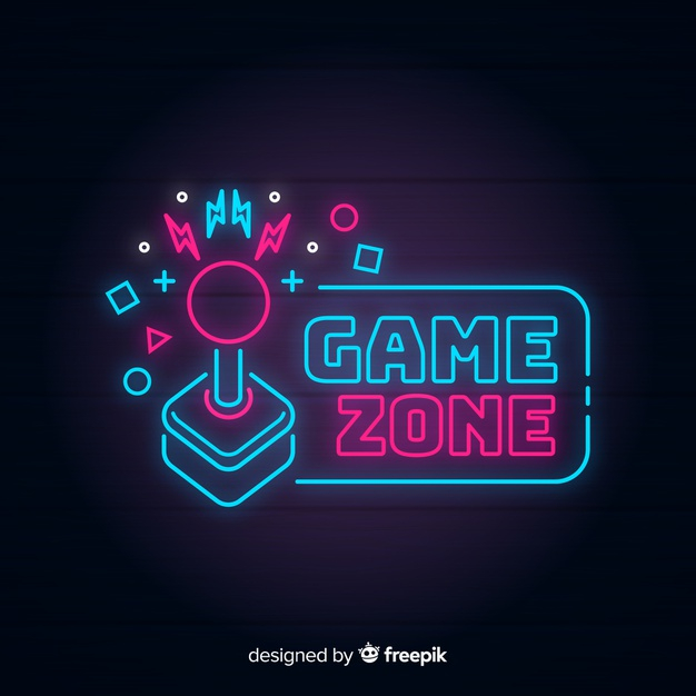 Games logo with gamepad Royalty Free Vector Image