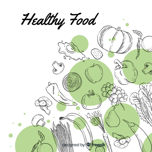 Free: Hand drawn healthy food background 