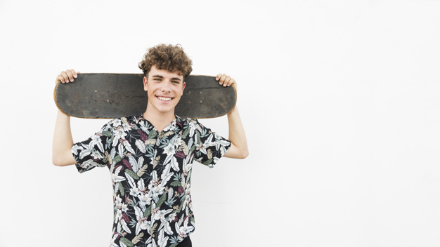 background,people,man,sport,space,smile,happy,white background,board,person,backdrop,white,boy,clothing,teenager,studio,sports background,young,skateboard,skate,happy people,background white,happiness,portrait,teen,male,joy,guy,enjoy,hobby,holding,adult,copy,smiling,looking,hold,front,handsome,teenage,casual,cheerful,shoulder,joyful,carrying,against,skateboarder,lifestyles,waistup
