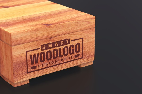 mockup,wood,box,logo