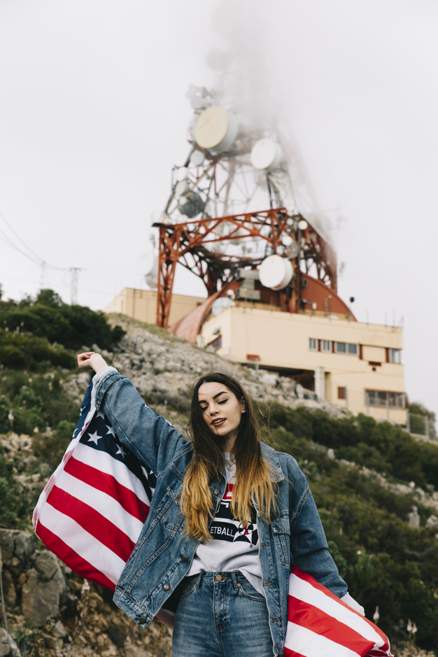city,fashion,independence day,hair,flag,cute,face,smile,garden,stars,clothes,person,modern,park,symbol,model,lady,usa,jeans,jacket