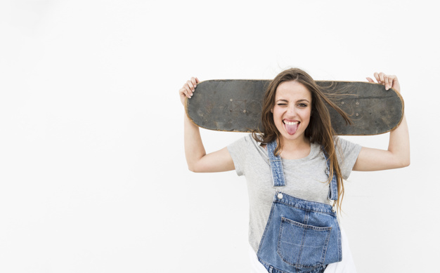background,people,woman,girl,beauty,smile,happy,white background,board,person,backdrop,white,clothing,teenager,fun,lady,studio,female,young,skateboard,skate,happy people,background white,happiness,beautiful,expression,portrait,beauty woman,teen,joy,enjoy,tongue,facial,hobby,holding,adult,pretty,hold,front,teenage,casual,shoulder,joyful,carrying,against,skateboarder,closeup,sticking,lifestyles,out,waistup