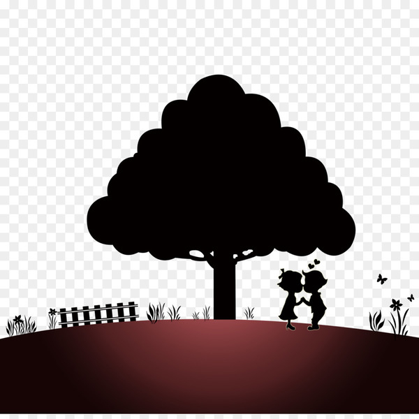 silhouette,kiss,love,download,poster,cartoon,user interface design,sky,tree,computer wallpaper,black and white,png