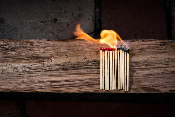 wooden beam,wood,row,phosphorus,matchsticks,matches,hot,heat,glow,flammable,flame,fire,danger,burning,burn