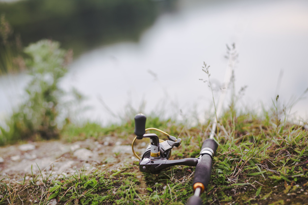 wood,green,nature,sport,fish,grass,metal,gear,fishing,wooden,blur,professional,tool,object,metallic,hobby,reel,equipment,pole,leisure,recreation,spinning,trap,rod,casting,spinner,outside,accessory,wobbler,catcher,angler,closeup,angling,selective,nobody,sheave
