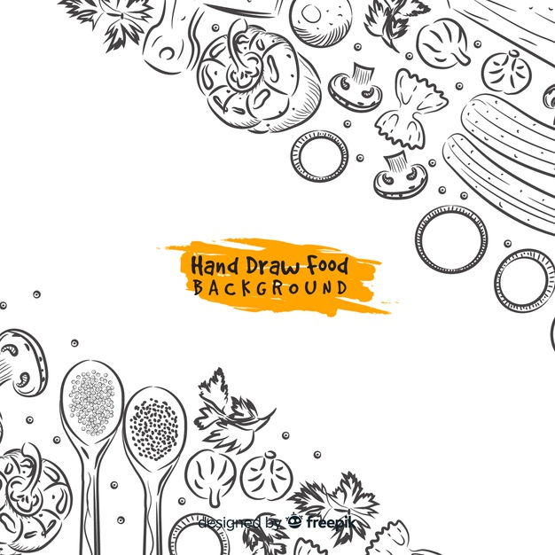 Free: Hand drawn food background 