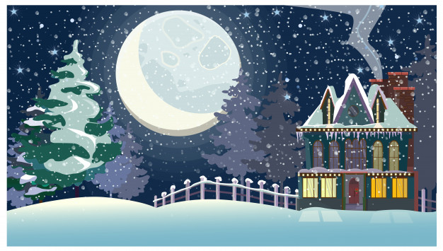background,christmas,christmas background,winter,new year,snow,house,xmas,cartoon,home,landscape,cute,moon,graphic,colorful,snowflake,flat,colorful background,new