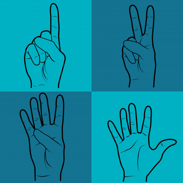 forefinger,gestures,deaf,four,count,fingers,set,collection,symbols,three,counter,language,palm,finger,numbers,communication,sign,silhouette,alphabet,number,hands,education,hand