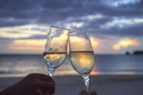 beach,champagne,cheerful,cheers,clink glasses,clouds,couple,date,dinner,evening,glasses,hands,love,ocean,pov,sea,sparkling wine,summer,sunset,together,vacation,wine,Free Stock Photo