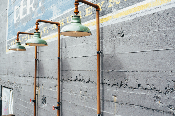 lamps,lights,pipes,wall,mural,knob,concrete