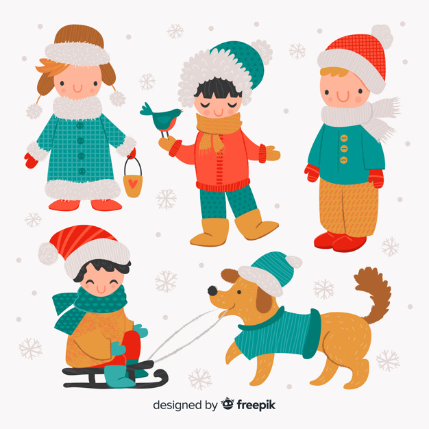 winter,kids,children,santa,dog,fashion,bird,kid,child,human,clothes,flat,hat,santa hat,clothing,december,cold,scarf,sleigh,accessories