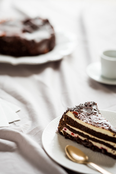 food,birthday,chocolate cake,part,plate,spoon