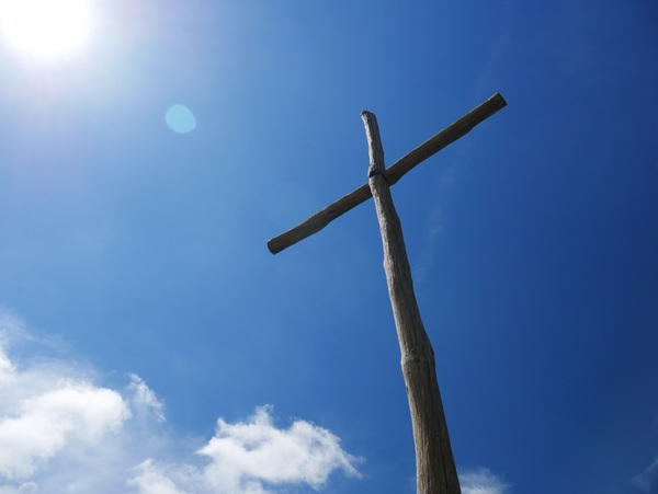 blue sky,bright,catholicism,christianity,clouds,cross,crucifix,daylight,faith,light,low angle shot,outdoors,sky,symbol,weather,wooden cross,Free Stock Photo