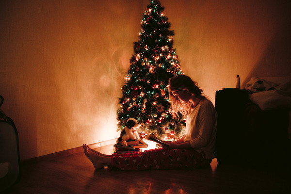 Elderly Woman Sitting Near Christmas Tree Stock Photo 1245796264